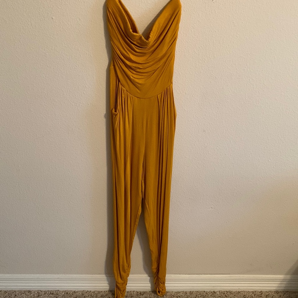 Woman’s Mustard Yellow Pant Jumpsuit with Pockets